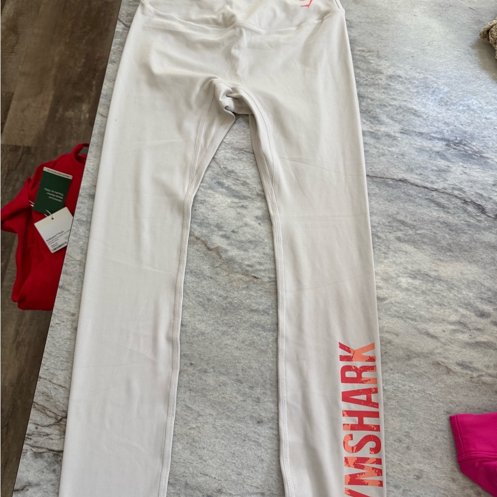Gymshark Cream and Red Leggings Stylish and Comfortable